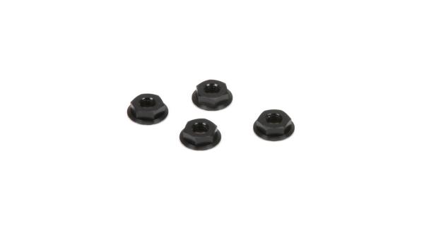 TLR M4 Aluminum Serrated Nuts, Low Profile, Black (4) - TLR336003