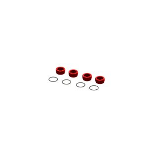 Arrma Aluminum Front Hub Nut Red (4) inc O-Rings - ARA320469
